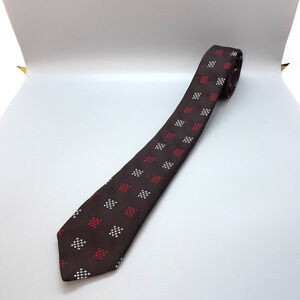 Vintage Signet Magic Wash Tie dark BROWN Geometric Retro Vintage Prep EUC 52x2.5
